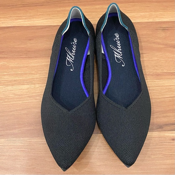 MHUIRE Black Knit Pointy Flats Size 5 - Picture 2 of 13